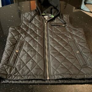 Point Zero Quilted Puff Vest with hoodie - L